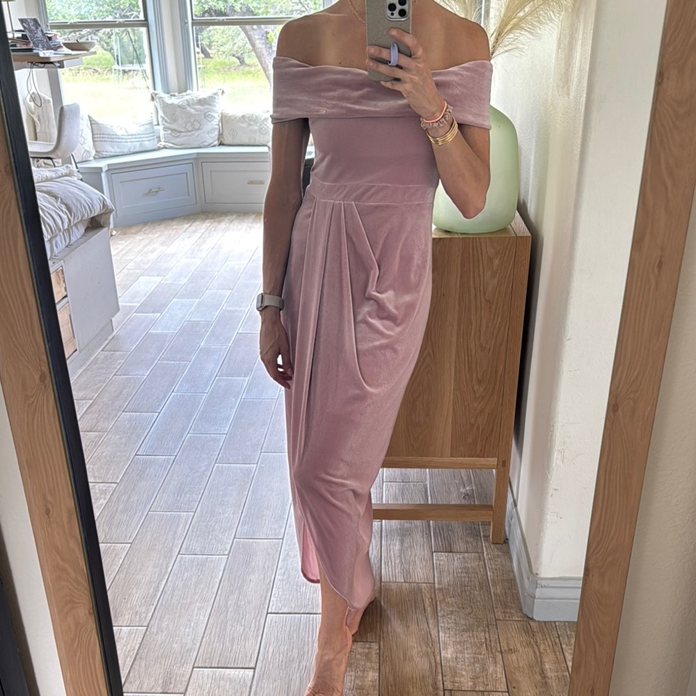 BHLDN Pink Ruched Strapless Cocktail Dress